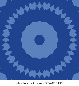 Ethnic ceramic tile in portuguese azulejo. Vector seamless pattern collage. Geometric design. Blue vintage ornament for surface texture, towels, pillows, wallpaper, print, web background.