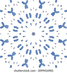 Ethnic ceramic tile in portuguese azulejo. Creative design. Vector seamless pattern texture. Blue vintage ornament for surface texture, towels, pillows, wallpaper, print, web background.