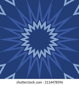 Ethnic ceramic tile in portuguese azulejo. Vector seamless pattern texture. Original design. Blue vintage ornament for surface texture, towels, pillows, wallpaper, print, web background.