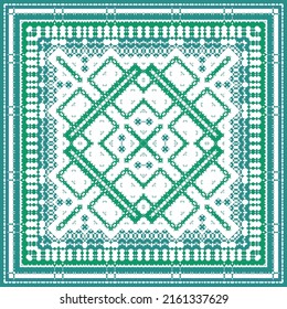 Ethnic ceramic tile in portuguese azulejo. Vector seamless pattern collage. Geometric design. Blue vintage ornament for surface texture, towels, pillows, wallpaper, print, web background.