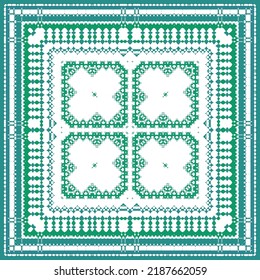 Ethnic ceramic tile in portuguese azulejo. Vector seamless pattern collage. Geometric design. Blue vintage ornament for surface texture, towels, pillows, wallpaper, print, web background.