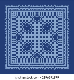 Ethnic ceramic tile in portuguese azulejo. Vector seamless pattern texture. Original design. Blue vintage ornament for surface texture, towels, pillows, wallpaper, print, web background.