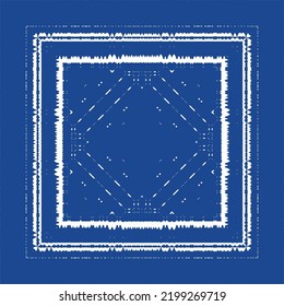 Ethnic ceramic tile in portuguese azulejo. Vector seamless pattern frame. Stylish design. Blue vintage ornament for surface texture, towels, pillows, wallpaper, print, web background.