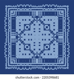 Ethnic ceramic tile in portuguese azulejo. Vector seamless pattern texture. Original design. Blue vintage ornament for surface texture, towels, pillows, wallpaper, print, web background.