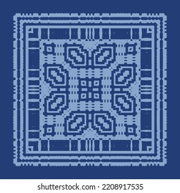 Ethnic ceramic tile in portuguese azulejo. Vector seamless pattern texture. Original design. Blue vintage ornament for surface texture, towels, pillows, wallpaper, print, web background.