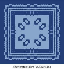 Ethnic ceramic tile in portuguese azulejo. Vector seamless pattern texture. Original design. Blue vintage ornament for surface texture, towels, pillows, wallpaper, print, web background.