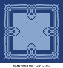 Ethnic ceramic tile in portuguese azulejo. Vector seamless pattern texture. Original design. Blue vintage ornament for surface texture, towels, pillows, wallpaper, print, web background.