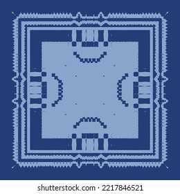 Ethnic ceramic tile in portuguese azulejo. Vector seamless pattern texture. Original design. Blue vintage ornament for surface texture, towels, pillows, wallpaper, print, web background.