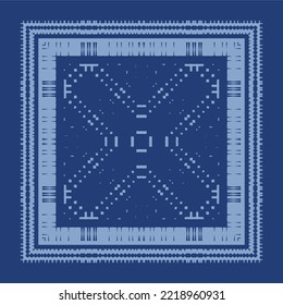 Ethnic ceramic tile in portuguese azulejo. Vector seamless pattern texture. Original design. Blue vintage ornament for surface texture, towels, pillows, wallpaper, print, web background.