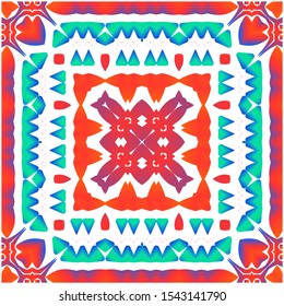 Ethnic ceramic tiles in mexican talavera. Colored design. Collection of vector seamless patterns. Red vintage ornaments for surface texture, towels, pillows, wallpaper, print, web background.