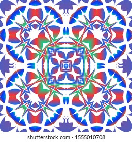 Ethnic ceramic tiles in mexican talavera. Colored design. Collection of vector seamless patterns. Red vintage ornaments for surface texture, towels, pillows, wallpaper, print, web background.