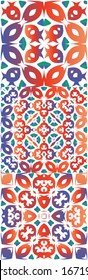 Ethnic ceramic tiles in mexican talavera. Hand drawn design. Kit of vector seamless patterns. Red vintage ornaments for surface texture, towels, pillows, wallpaper, print, web background.