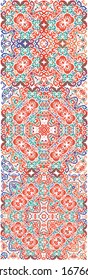 Ethnic ceramic tiles in mexican talavera. Colored design. Kit of vector seamless patterns. Red vintage ornaments for surface texture, towels, pillows, wallpaper, print, web background.