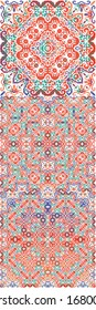 Ethnic ceramic tiles in mexican talavera. Set of vector seamless patterns. Creative design. vintage ornaments for surface texture, towels, pillows, wallpaper, print, web background.