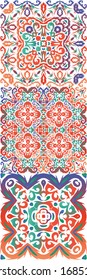 Ethnic ceramic tiles in mexican talavera. Fashionable design. Collection of vector seamless patterns. Red vintage ornaments for surface texture, towels, pillows, wallpaper, print, web background.