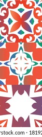 Ethnic ceramic tiles in mexican talavera. Collection of vector seamless patterns. Universal design. Red vintage ornaments for surface texture, towels, pillows, wallpaper, print, web background.