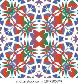 Ethnic ceramic tiles in mexican talavera. Colored design. Collection of vector seamless patterns. Red vintage ornaments for surface texture, towels, pillows, wallpaper, print, web background.
