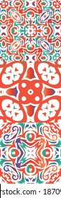 Ethnic ceramic tiles in mexican talavera. Collection of vector seamless patterns. Stylish design. Red vintage ornaments for surface texture, towels, pillows, wallpaper, print, web background.