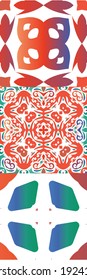 Ethnic ceramic tiles in mexican talavera. Creative design. Set of vector seamless patterns. Red vintage ornaments for surface texture, towels, pillows, wallpaper, print, web background.