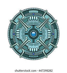 Ethnic circle element in mayan and some aztec calendar ornaments style. Vector illustration