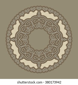 Elemento de círculo étnico. Orientar el diseño tradicional. Patrón de encaje. Mandala Round Ornament. Ilustración de moda vectorial.