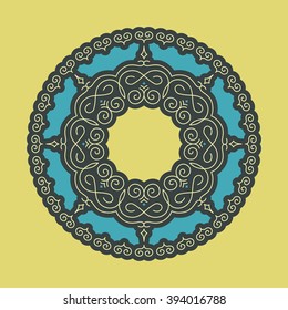 Ethnic Circle Element. Orient Traditional Design. Lace Pattern. Mandala Round Ornament. Vector Fashion Illustration.