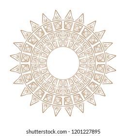 Ethnic circle ornament.Magic pattern the sun.