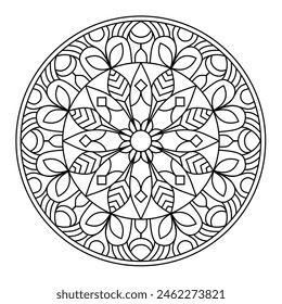 ethnic circular shape mandala design for coloring book, yoga logo design, easy mandala art for tattoo design
