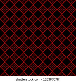 Ethnic classic pattern. Seamless vector illustration. Abstract geometric repeat backdrop. For decoration, wallpaper, print, fabric. Black, red color.