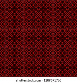 Ethnic classic pattern. Seamless vector illustration. Abstract geometric repeat backdrop. For decoration, wallpaper, print, fabric. Black, red color.