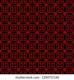 Ethnic classic pattern. Seamless vector illustration. Abstract geometric repeat backdrop. For decoration, wallpaper, print, fabric. Black, red color.