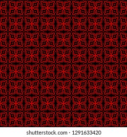 Ethnic classic pattern. Seamless vector illustration. Abstract geometric repeat backdrop. For decoration, wallpaper, print, fabric. Black, red color.