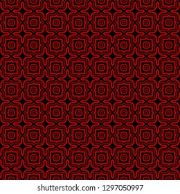 Ethnic classic pattern. Seamless vector illustration. Abstract geometric repeat backdrop. For decoration, wallpaper, print, fabric. Black, red color.