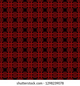 Ethnic classic pattern. Seamless vector illustration. Abstract geometric repeat backdrop. For decoration, wallpaper, print, fabric. Black, red color.