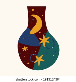 Ethnic clay terracotta vase pattern background. Isolated african vase symbol for design tourism agency flyer, souvenir shop advertising, ethnic african festival t shirt print etc. 