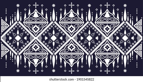 Ethnic cloth geometric pattern. On Asian style rug EP.1.It is a pattern of black and white fabric used to decorate on rugs, textiles, utensils, other work.