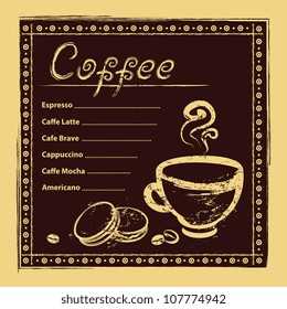 Ethnic coffee menu