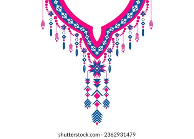 ethnic collar lace oriental pattern. Aztec style embroidery abstract vector illustration. Designs for fashion texture, textile, fabric, shirt, cloth