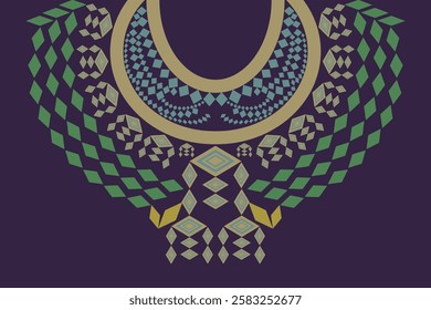 Ethnic collar pattern,unisex necklace fine art frome geometric shape,modern design.