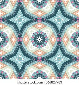 Ethnic colorful bohemian pattern. Geometric seamless background 