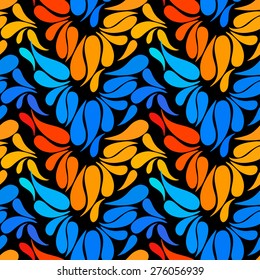 Ethnic colorful floral hand drawn doodle slyle seamless pattern