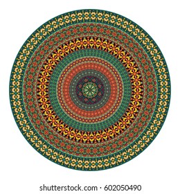 Ethnic colorful floral mandala. Vintage decorative elements. Decor for your design,lace ornament. Oriental pattern, vector illustration. Islam, arabic, indian,turkish pakistan chinese ottoman motif