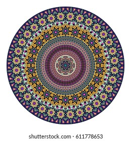 Ethnic colorful floral mandala. Vintage decorative elements. Decor for your design,lace ornament. Oriental pattern, vector illustration. Islam, arabic, indian,turkish pakistan chinese ottoman motif