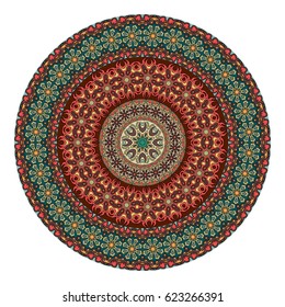 Ethnic colorful floral mandala. Vintage decorative elements. Decor for your design,lace ornament. Oriental pattern, vector illustration. Islam, arabic, indian,turkish pakistan chinese ottoman motif