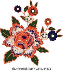 Ethnic colorful flowers illustration vector design