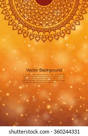 Ethnic & Colorful Henna Mandala design, on festive and glitter bokeh background