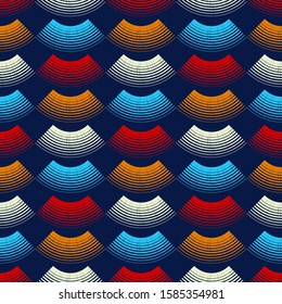 Ethnic colorful lines boho seamless background. Tribal pattern. Folk motif. Vector illustration for web design or print.