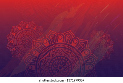 Ethnic Colorful Round Ornamental Henna Mandala Floral Background Design Vector Illustration