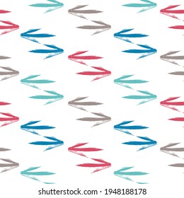 Ethnic colorful seamless pattern made in vecor Texture with tribal indian hand drawn arrows. Vector abstract modern seamless pattern with arrows in tender colors.