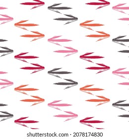 Ethnic colorful seamless pattern made in vecor Red, green and yellow dominate. Vector abstract modern seamless pattern with arrows in tender colors.